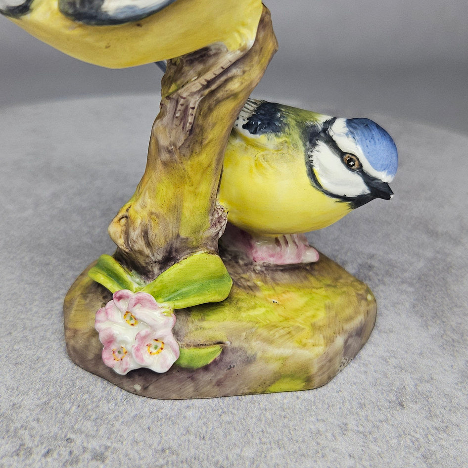 Underside of Royal Worcester blue tits figurine showing printed mark