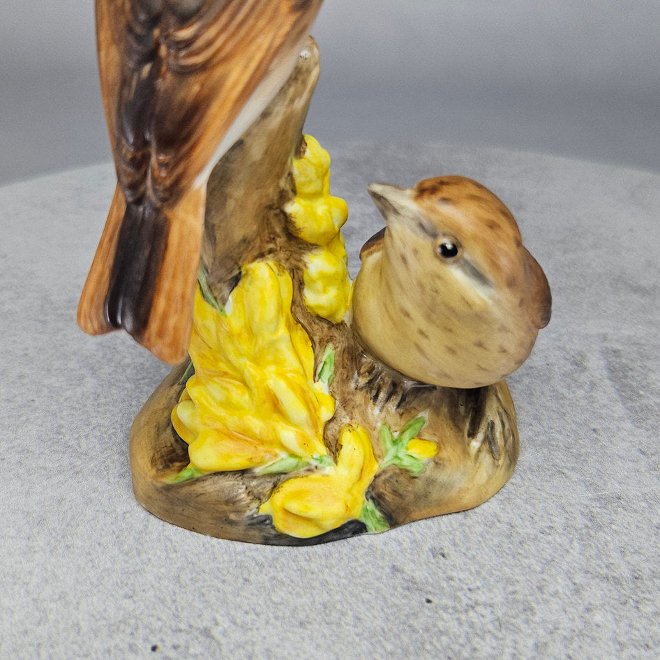Underside of Royal Worcester linnets figurine showing printed mark