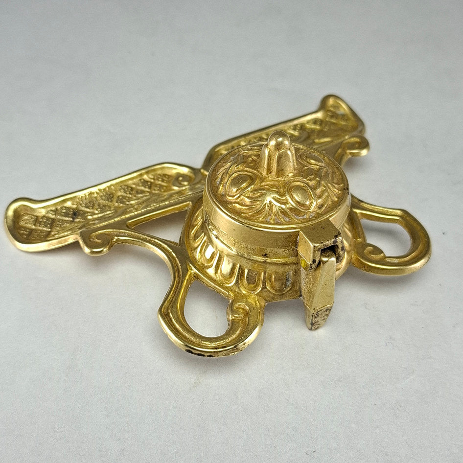 Vintage Solid Cast Brass Victorian-Style Desk Inkwell