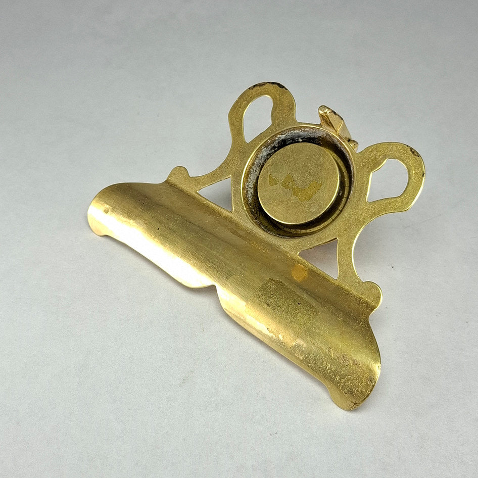 Vintage Solid Cast Brass Victorian-Style Desk Inkwell