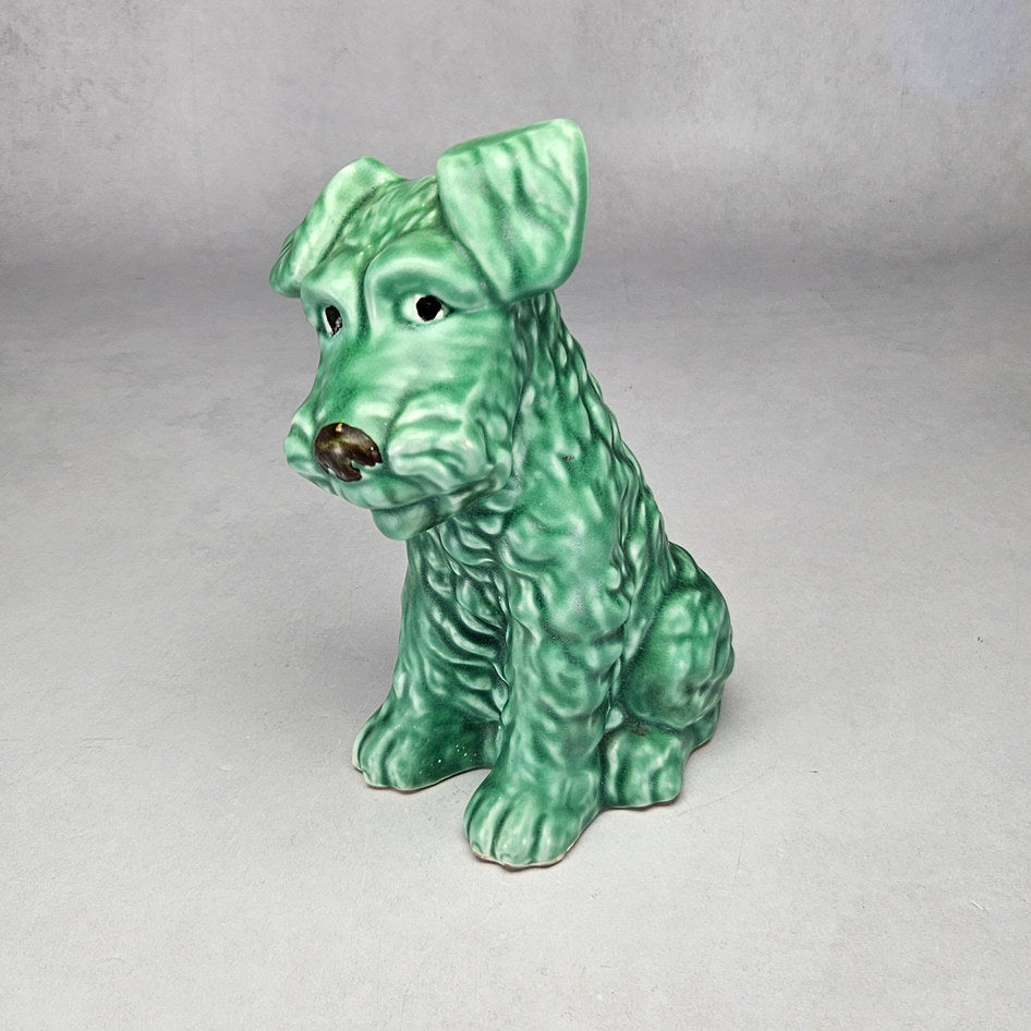 Vintage SylvaC 1379 Green Seated Terrier Dog Figurine, view 1