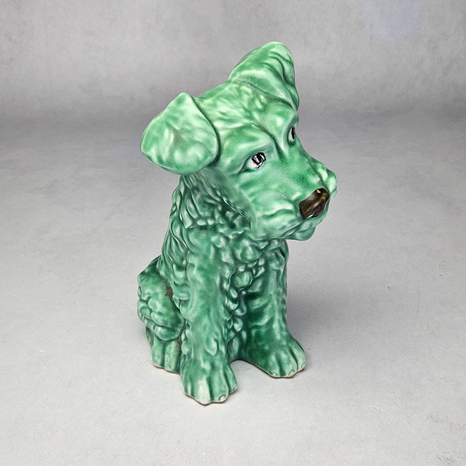 Vintage SylvaC 1379 Green Seated Terrier Dog Figurine, view 2