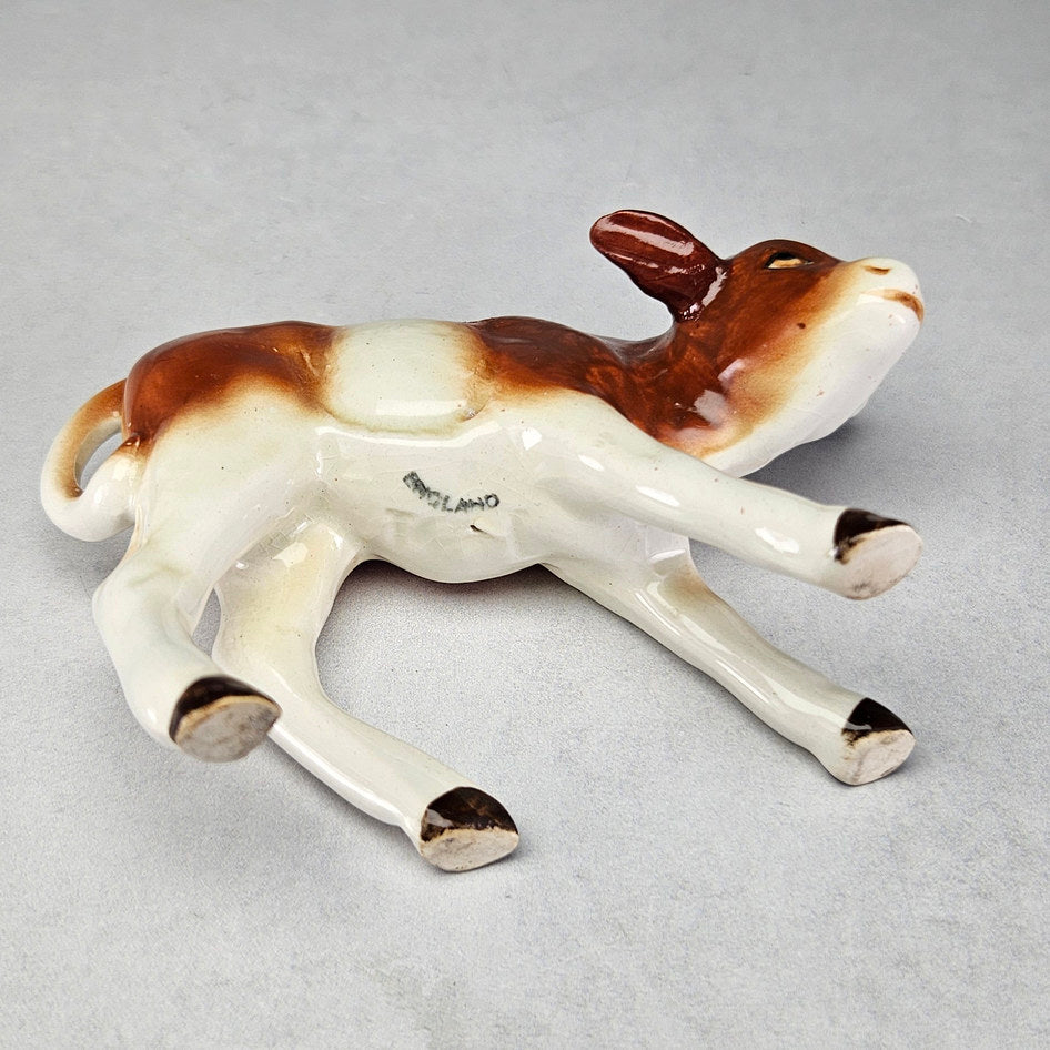 Vintage SylvaC 1431 Brown and Cream Calf Figurine, view 5