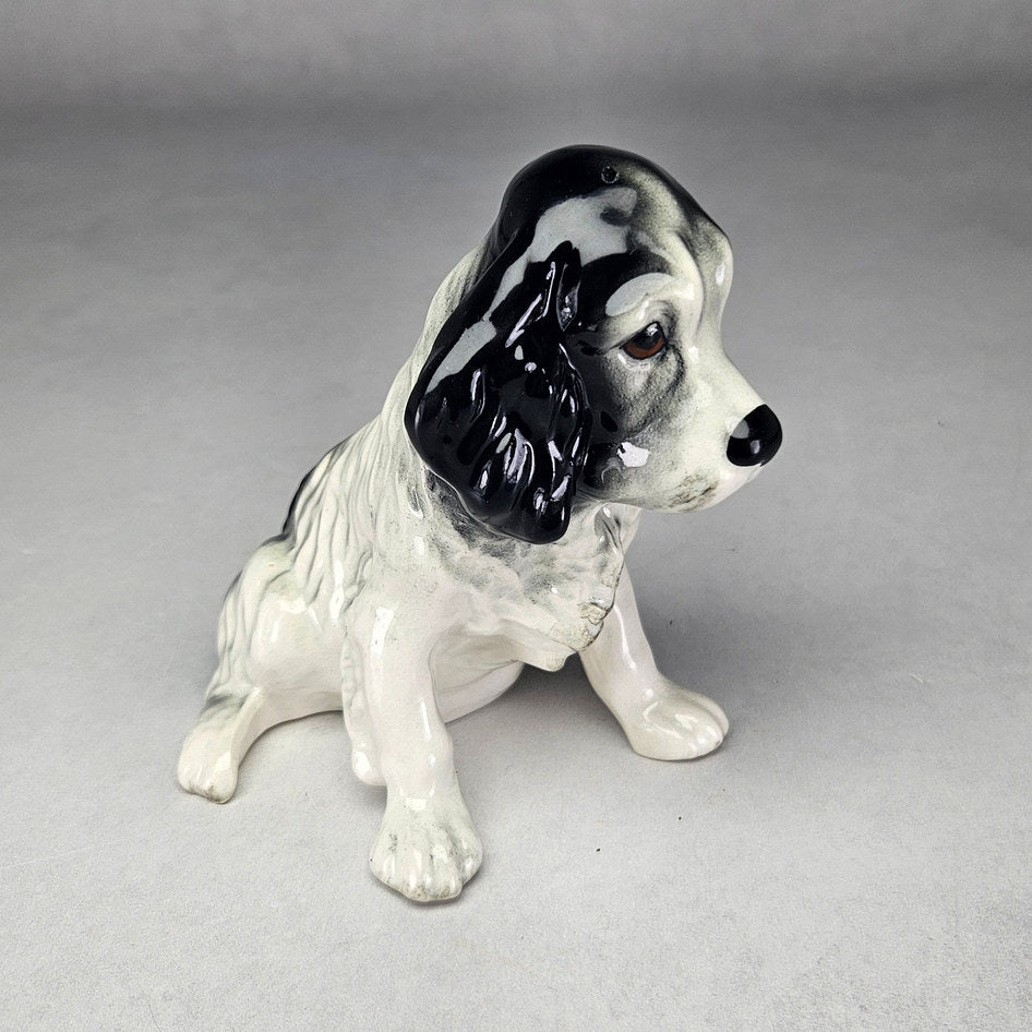 Vintage SylvaC 18 Black and White Spaniel Dog Figurine, view 2