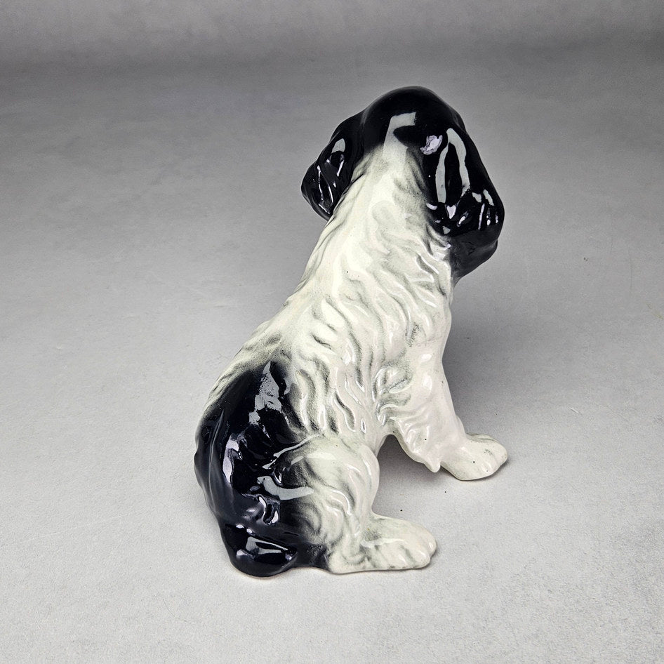 Vintage SylvaC 18 Black and White Spaniel Dog Figurine, view 3