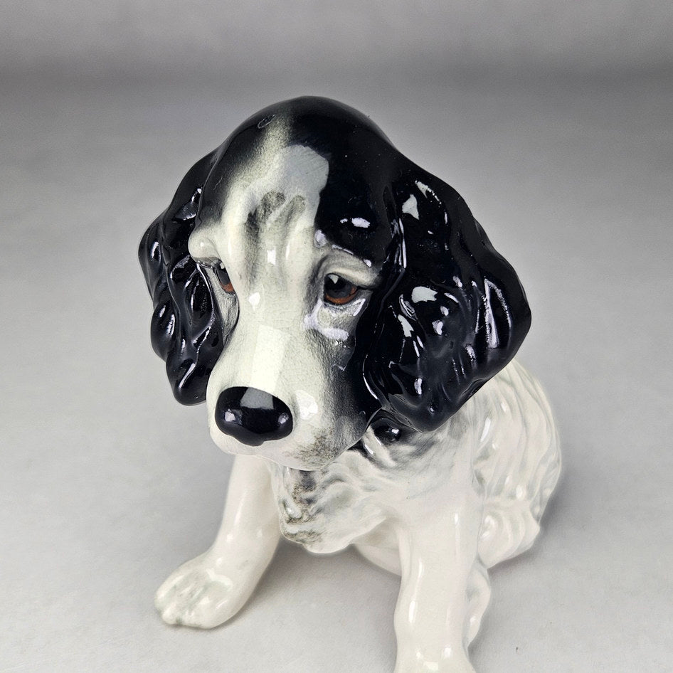 Vintage SylvaC 18 Black and White Spaniel Dog Figurine, view 4