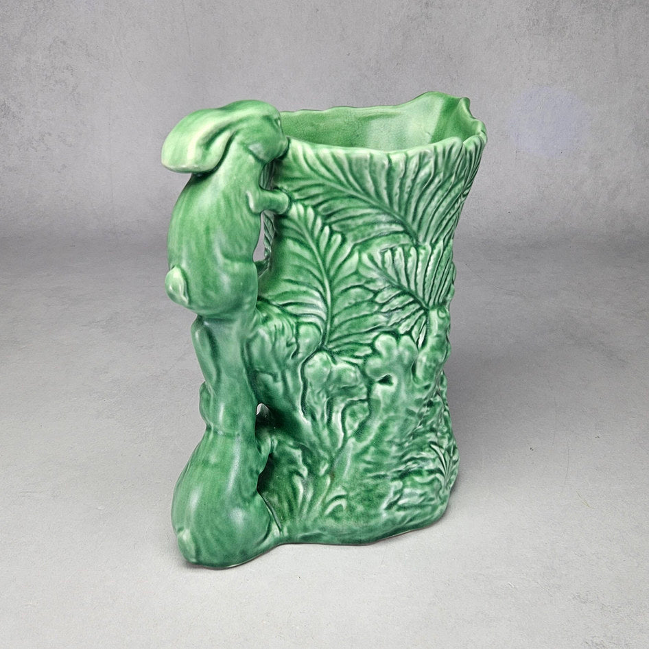 Vintage SylvaC 1978 Green Rabbit and Fern Jug Vase, view 2