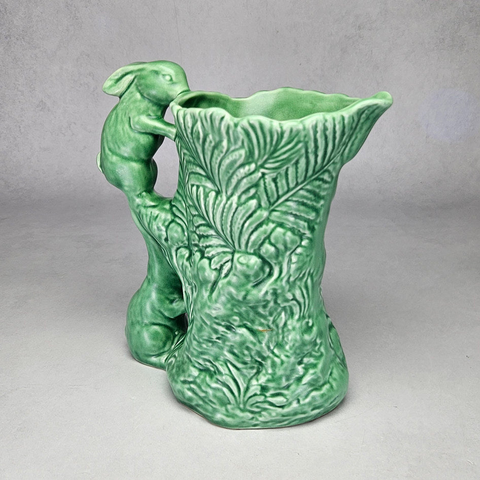 Vintage SylvaC 1978 Green Rabbit and Fern Jug Vase, view 3