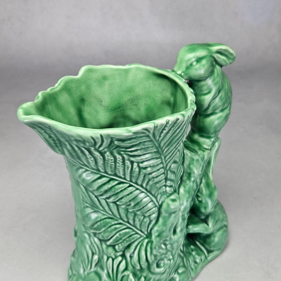 Vintage SylvaC 1978 Green Rabbit and Fern Jug Vase, view 6
