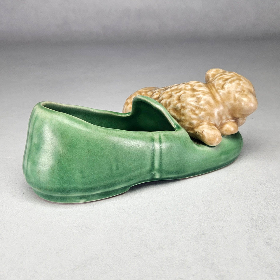 Vintage SylvaC 2051 Puppy on Green Slipper Posy Vase, view 3