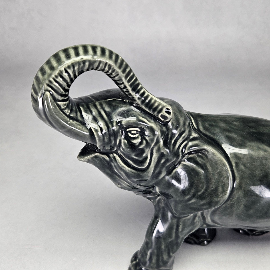 Vintage SylvaC 770 Black Raised-Trunk Elephant Figurine, view 4