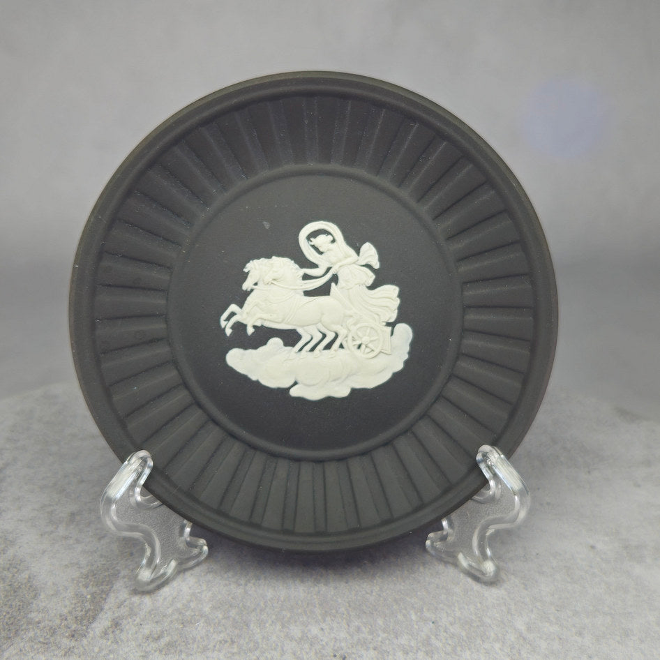Wedgwood Black Jasperware Fluted Aurora Relief Tray