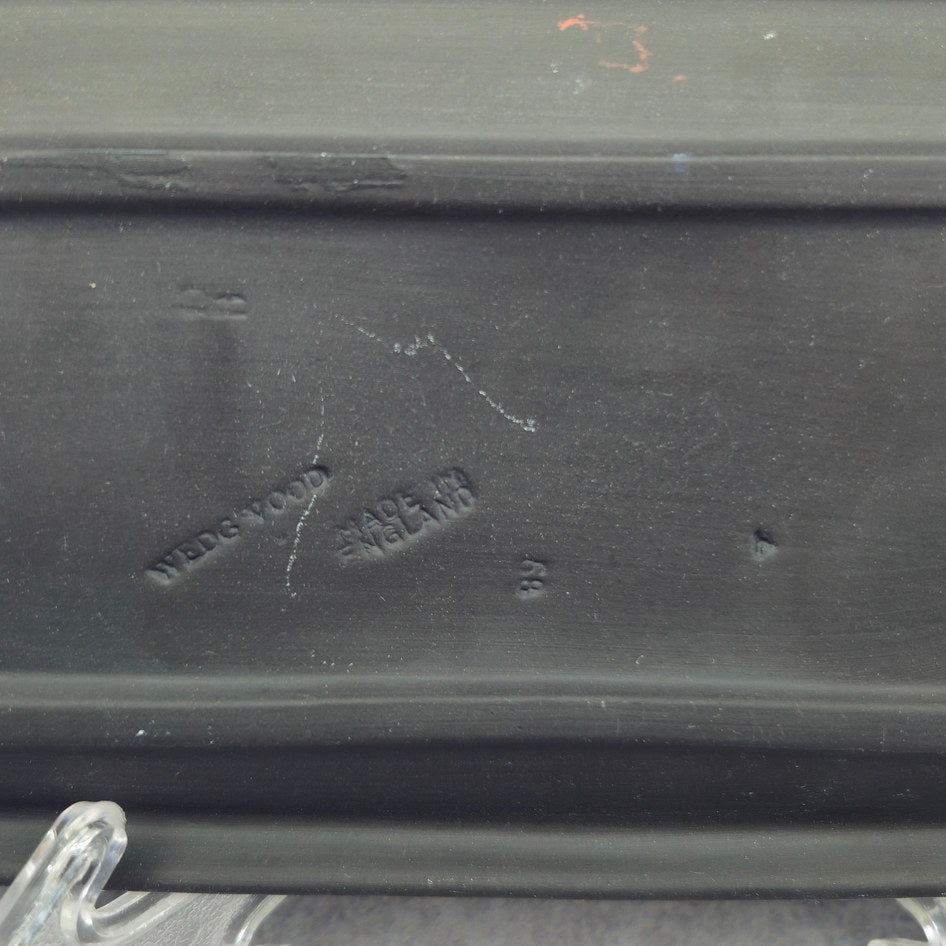 Wedgwood Black Jasperware Rectangular Neoclassical Relief Jewellery Dish