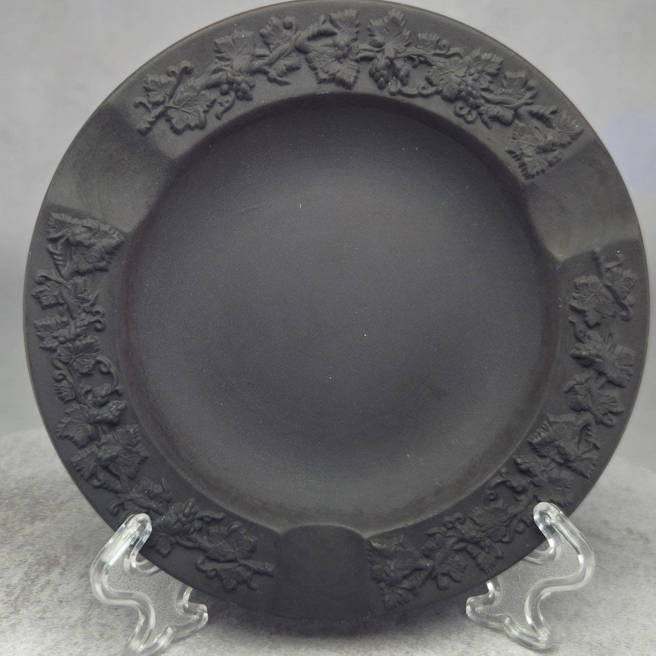 Wedgwood Black Jasperware Round Grape and Vine Ashtray