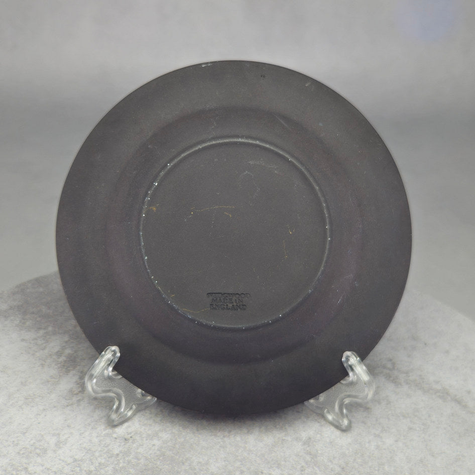 Wedgwood Black Jasperware Round Grape and Vine Ashtray