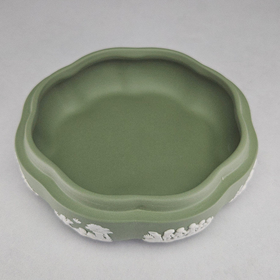 Wedgwood Sage Green Jasperware Large Round Lidded Trinket Box
