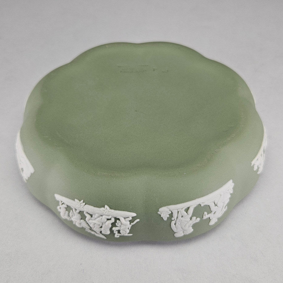Wedgwood Sage Green Jasperware Large Round Lidded Trinket Box