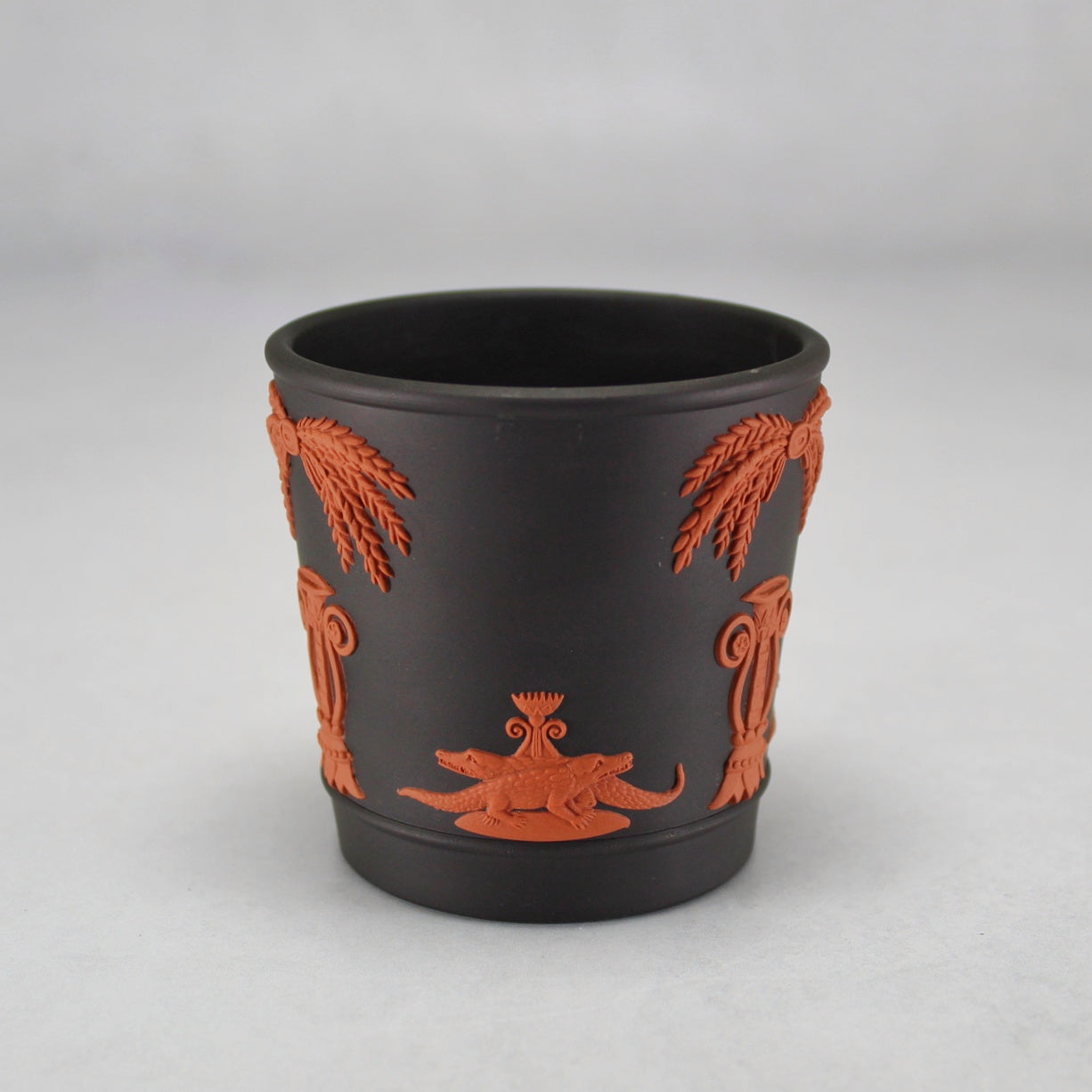 Wedgwood Terra Cotta on Black Jasperware Planter Pot with Egyptian Relief Figures