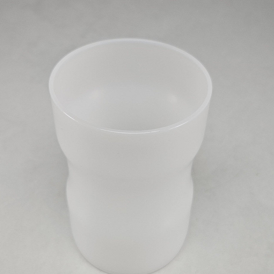 White Opaline Empoli Glass Lidded Jar with Rounded Finial