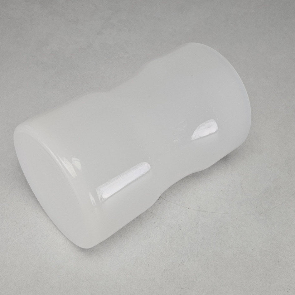 White Opaline Empoli Glass Lidded Jar with Rounded Finial