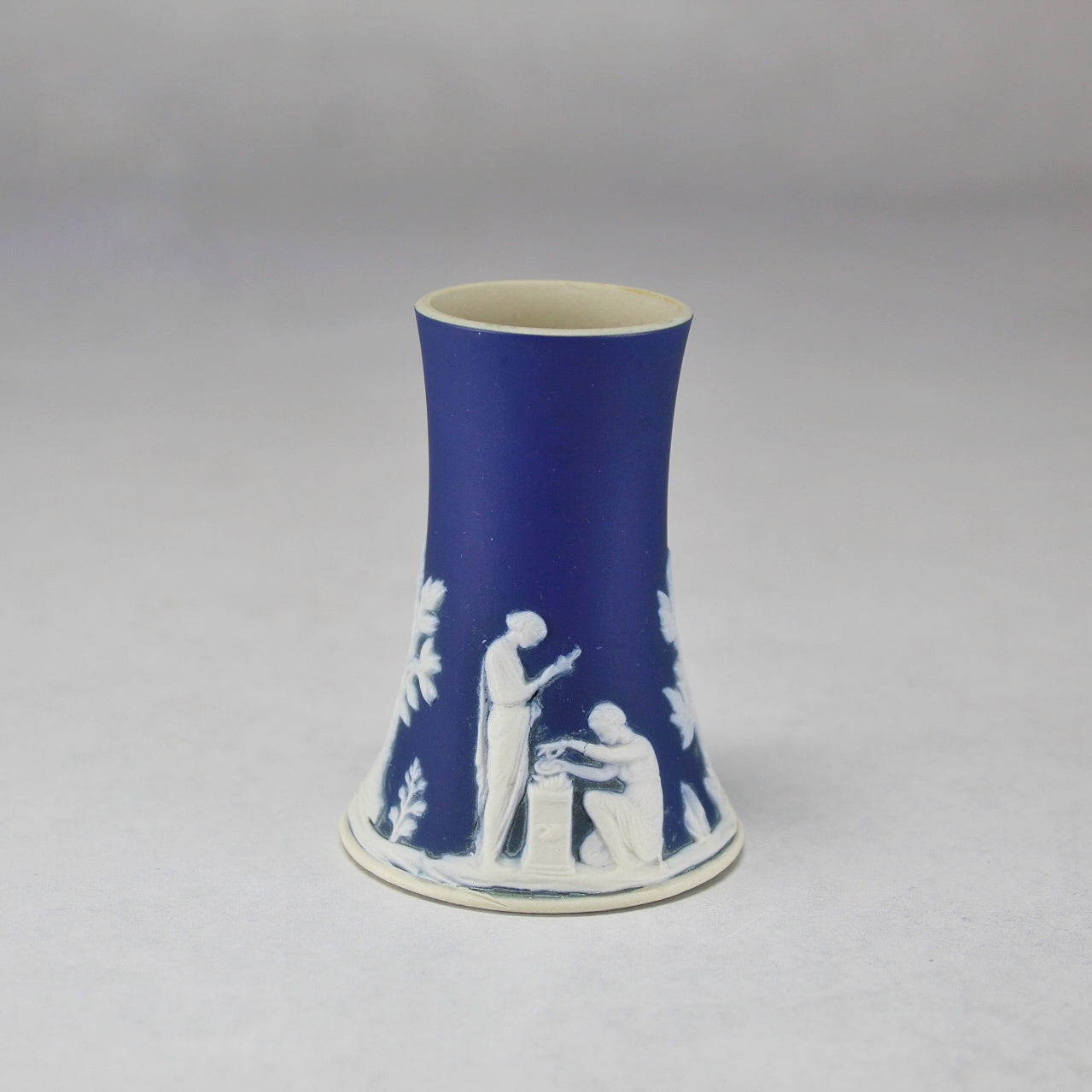 William Adams & Sons White on Cobalt Blue Jasperware Vase