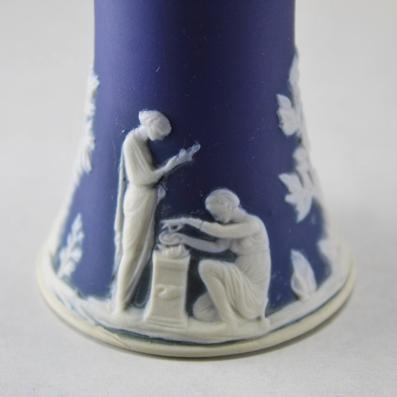 William Adams & Sons White on Cobalt Blue Jasperware Vase