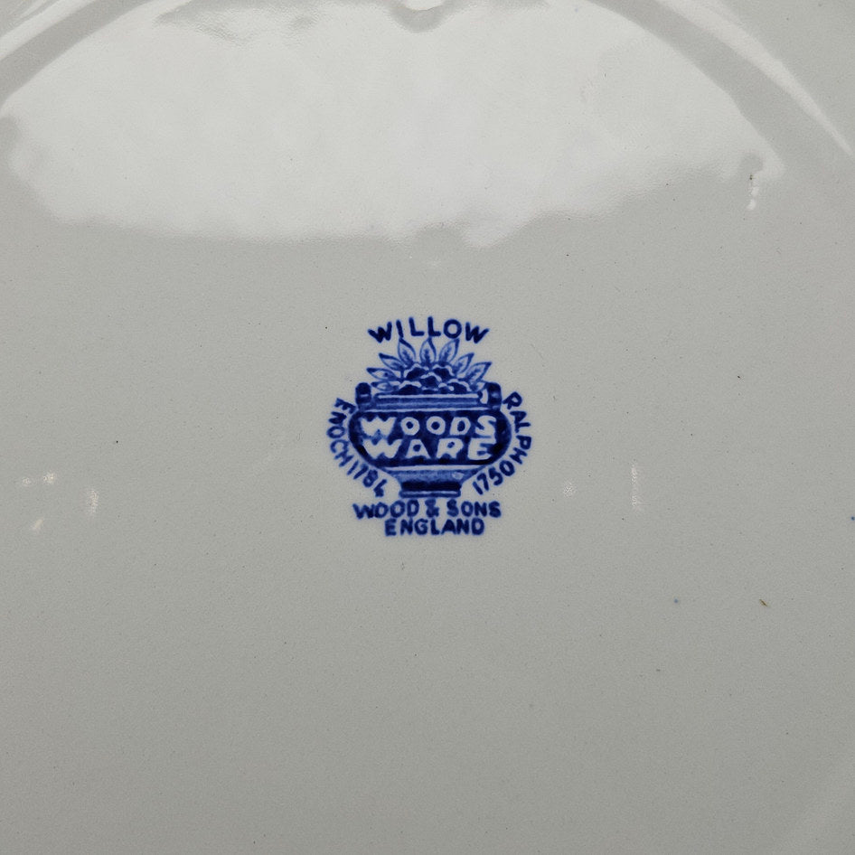 Wood & Sons Woods Ware Willow Blue and White Dinner Plate