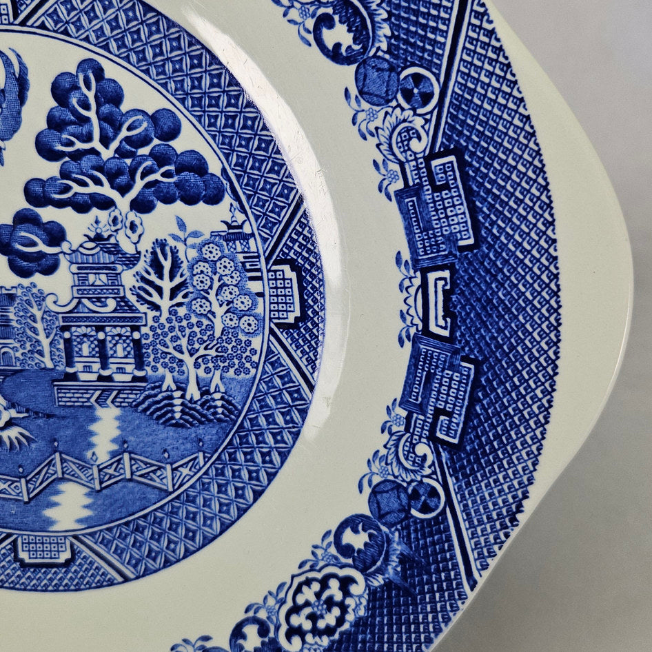 Wood & Sons Woods Ware Willow Blue and White Handled Cake Plate