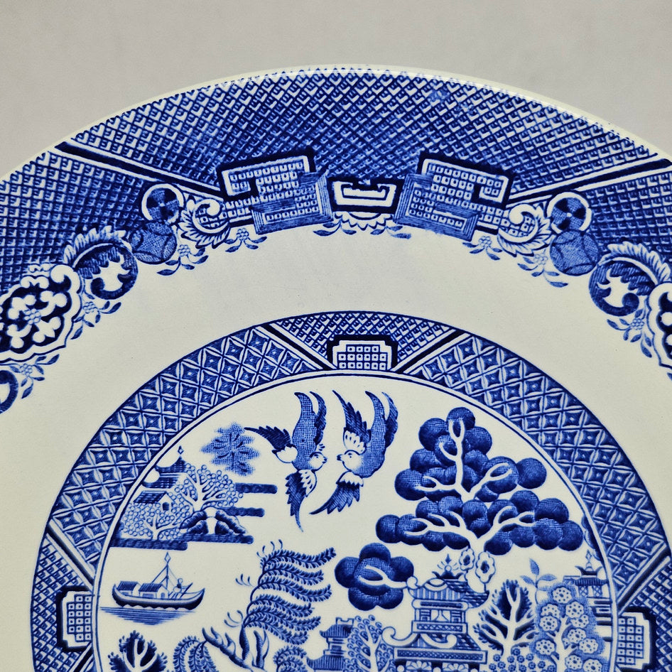 Wood & Sons Woods Ware Willow Blue and White Handled Cake Plate