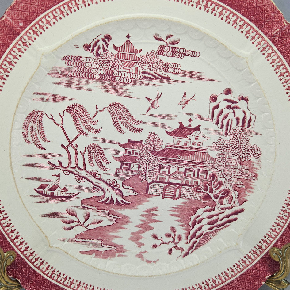 W.T. Copeland & Sons Red Willow Chinoiserie Transferware Plate