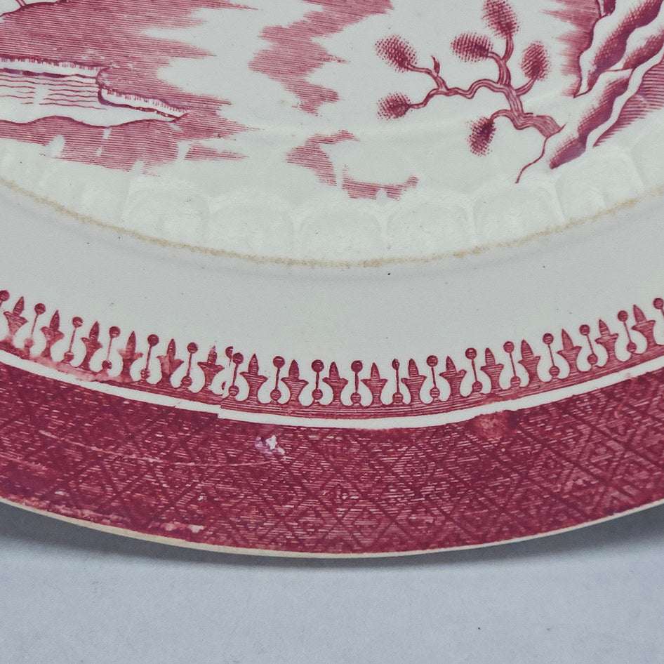 W.T. Copeland & Sons Red Willow Chinoiserie Transferware Plate